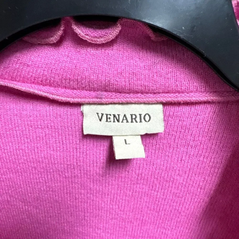 Venario Womens Pink Ruffle Neck Button Wool Jacket Size Large - Picture 3 of 7